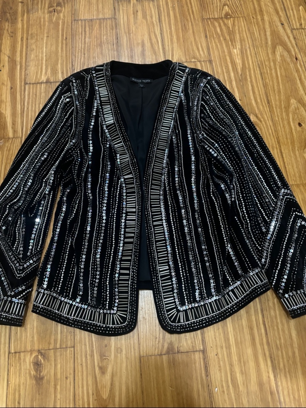 Boston Proper Size Medium Bedazzled Blazer w/Beads, Rhinestones, & Stars
